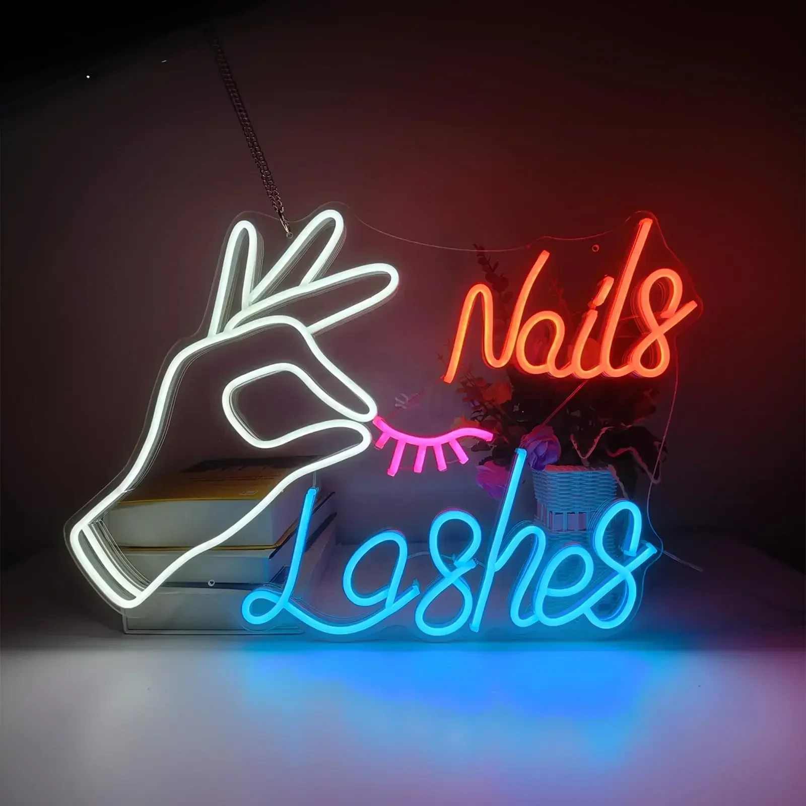 LED เล็บขนตานีออนสําหรับตกแต่ง - Eyelash Extension Logo บทวิจารณ์และราคา